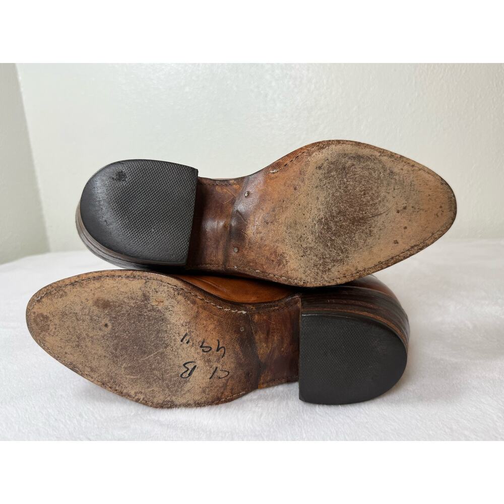 Vintage FRYE 12' Cowgirl Rodeo Boots Sz Women's 11 Brown Distressed Leather - Picture 9 of 10
